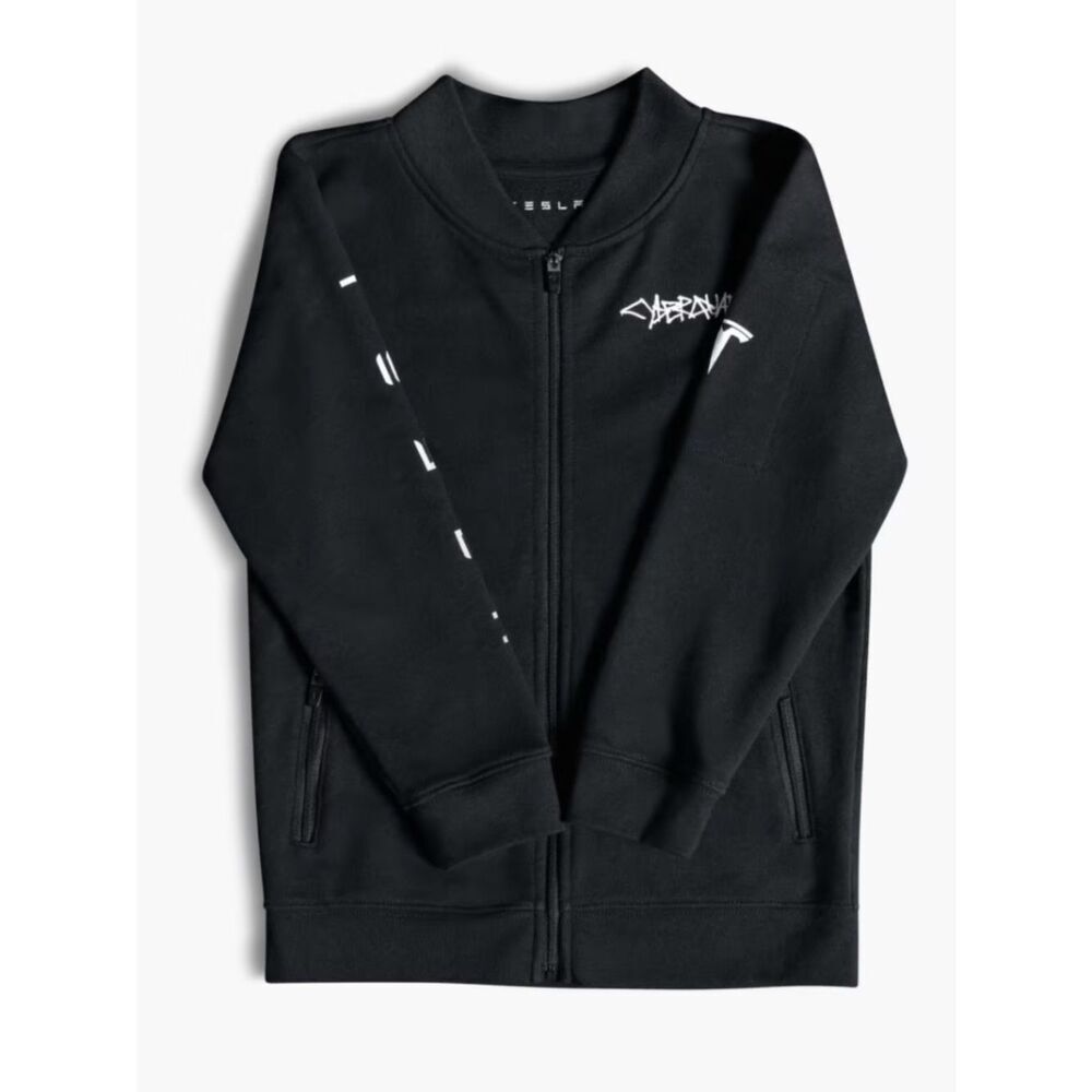 Tesla Kids Cyberquad Bomber Jacket Black Full Zip Youth 10-11